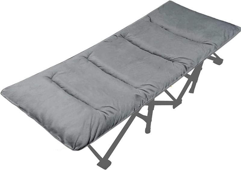 XL Cot Pads for Camping, Soft Comfortable Cotton Thick Sleeping Cot Mattress Pad 72"x26", Grey and Navy Blue (Only Pad)