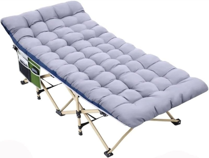 Folding Camping Cots for Adults Portable Bed with Mattress Heavy Duty Folding Camping Sleeping Cot with Padded