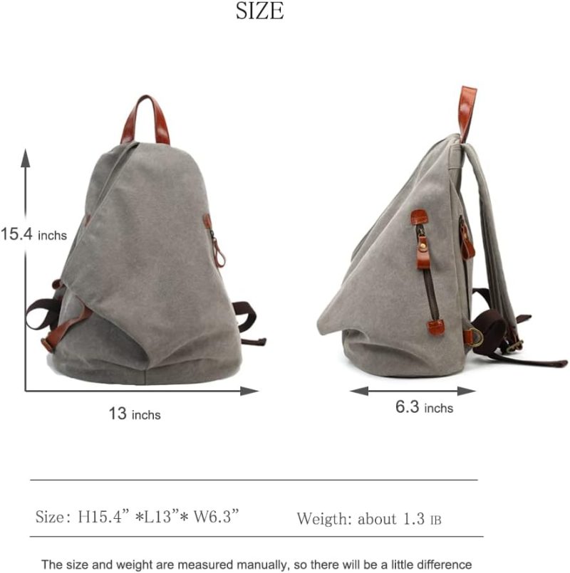 Canvas Vintage Backpack, Casual Daypack Outdoor Travel Rucksack Hiking Backpacks for Men and Women, Black - Image 2