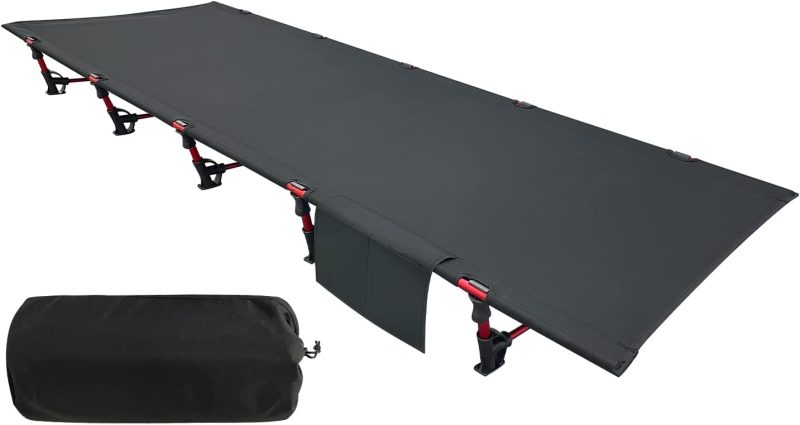 Portable Camping Cot Sleeping Cot Ultralight Backpacking Cot Bed for Outdoor Hiking Travel Beach Mountaineering (Black)