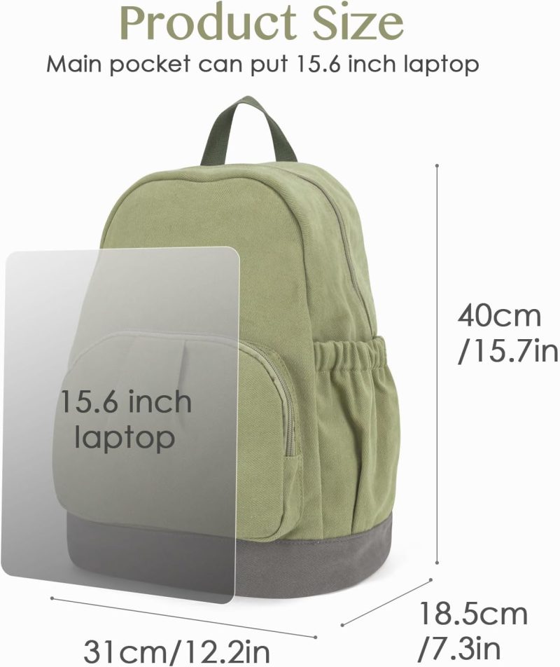 Canvas Backpack for Women Men Lightweight Bookbag for College Aesthetic Backpack for Travel Casual Daypack - Image 2