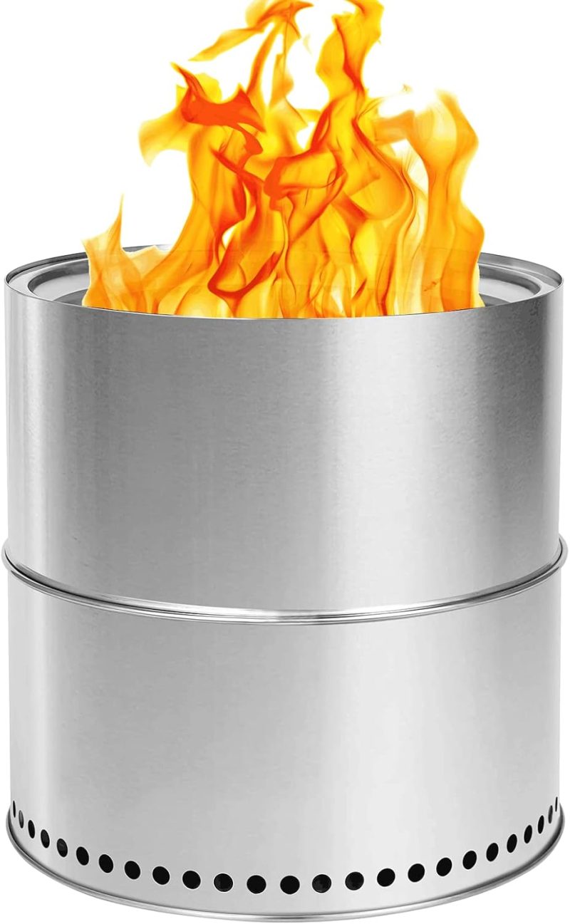 16" Smokeless Outdoor Fire Pit Stove Wood Campfire Grill for Outside Stainless Steel