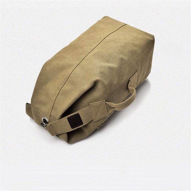 Duffel Bag Top Load Double Strap Canvas Backpack Army Travel (upgrade khaki big) - Image 2