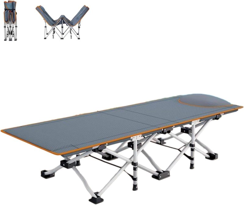 Small Camping Cot, Folding Cot with Foam-Filled Pillow, 63''x 22.6''Compact Cot Bed, Indoor Outdoor Portable Sleeping Bed