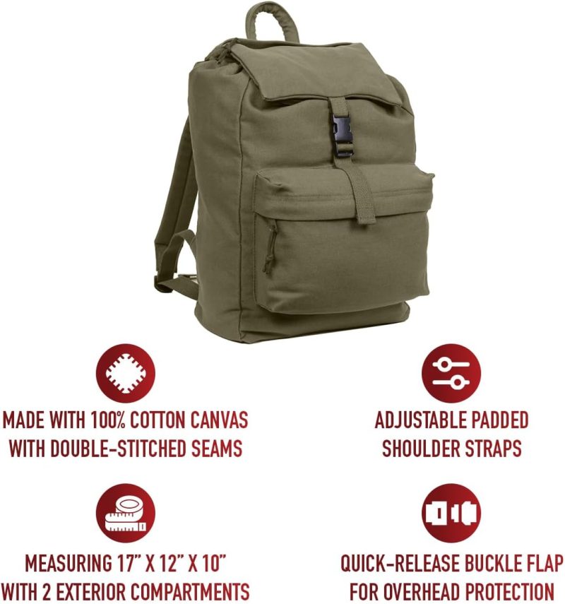 Canvas Daypack – Heavy-Duty Cotton Canvas Backpack for Hiking, Camping, Traveling, and Daily Use – 34L Capacity - Image 2