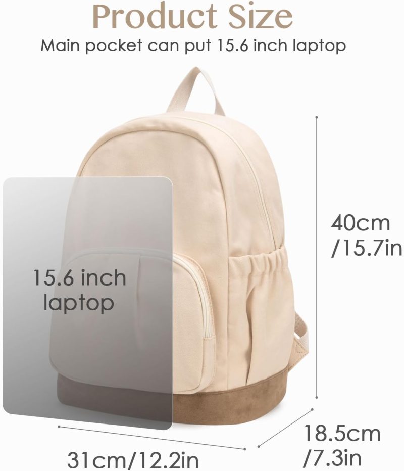 Canvas Backpack for Women Men Lightweight Bookbag for College Aesthetic Backpack for Travel Casual Daypack - Image 2