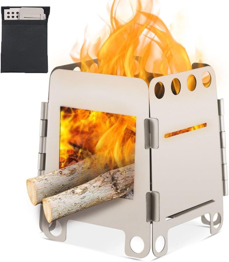 Camping Stove Wood Burning Stoves Portable Backpacking Stove Folding Lightweight Titanium Alcohol Stove for Outdoor Camping Hiking Hunting Picnic