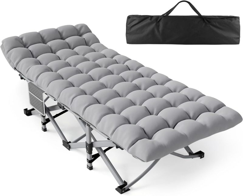 Folding Camping Cot for Adults with Mattress,Max Load 800lbs Cots for Sleeping Camp Cots for Adults Kids Teenage Portable Travel Camp Cot Bed Mattress for Home Office Beach Garden Tent