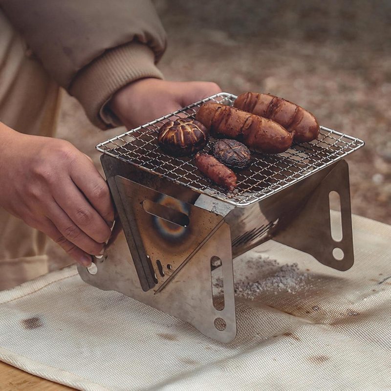Wood Burning Camping Stove Folding With Pot Stand Portable Stainless Steel Grill Backpacking Stove For Hiking Picnic - Image 2