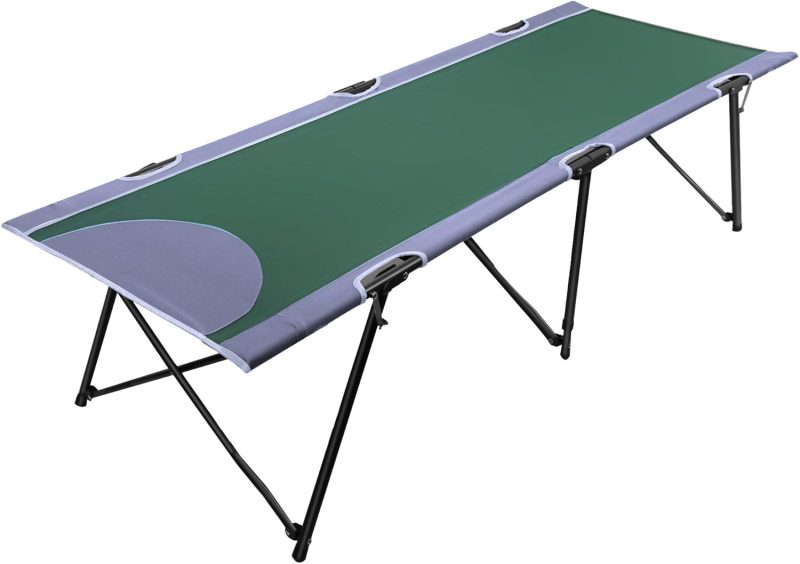Folding Camping Cot Portable Cot Bed for Adults, Outdoor Bed Camp Cots for Sleeping with Carry Bag for Home, Travel, Office, Beach, Support up to 300lbs, Green
