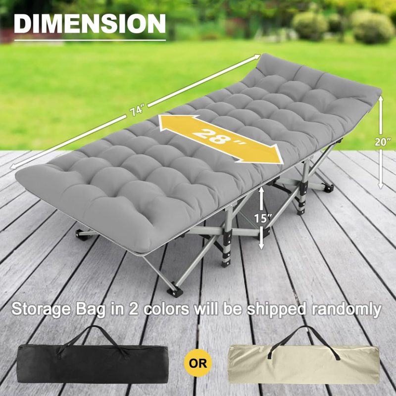 Folding Camping Cot for Adults with Mattress,Max Load 800lbs Cots for Sleeping Camp Cots for Adults Kids Teenage Portable Travel Camp Cot Bed Mattress for Home Office Beach Garden Tent - Image 2