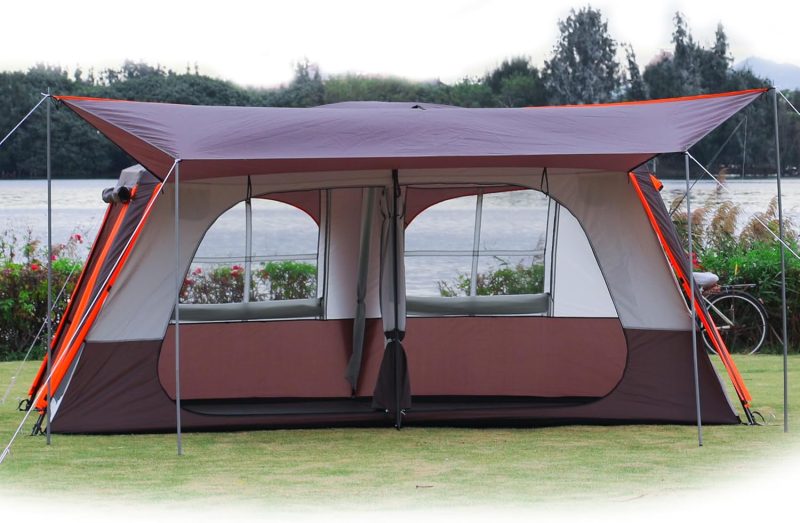 Extra Large Tent 12 Person,Awning Family Cabin Tents,2 Rooms,3 Doors and 3 Windows with Mesh,Straight Wall,Waterproof,Double Layer,Big Tent for Outdoor,Picnic,Camping,Family Gathering - Image 2