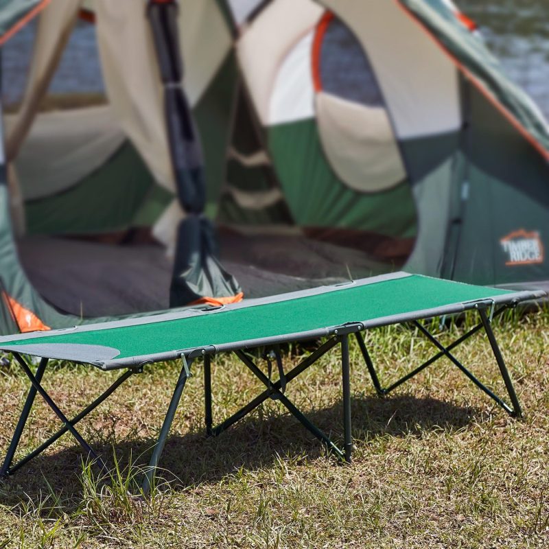 Folding Camping Cot Portable Cot Bed for Adults, Outdoor Bed Camp Cots for Sleeping with Carry Bag for Home, Travel, Office, Beach, Support up to 300lbs, Green - Image 2