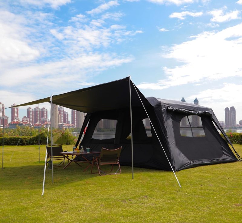 Extra Large Tent 12 Person,Awning Family Cabin Tents,2 Rooms,3 Doors and 3 Windows with Mesh,Straight Wall,Waterproof,Double Layer,Big Tent for Outdoor,Picnic,Camping,Family Gathering - Image 2
